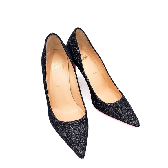 Christian Louboutin Shoes - Christian Louboutin Black Glitter Mesh Pumps Heels EU 38